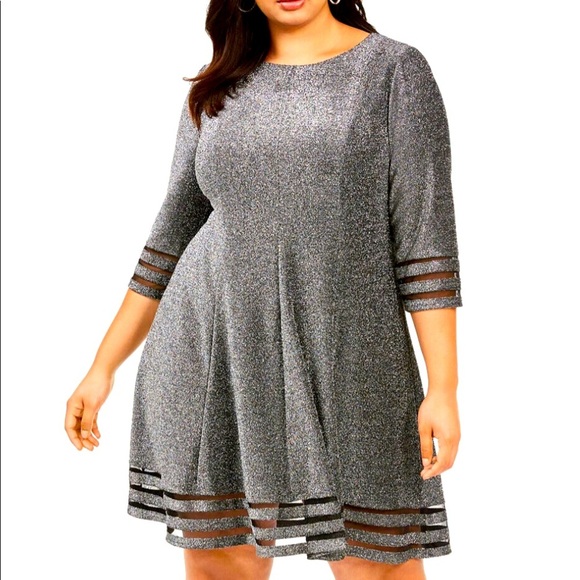 Jessica Howard Dresses & Skirts - Women’s Formal Dress Cocktail Size 10P, 14P, 16W, 18W Silver Long Sleeve JHoward